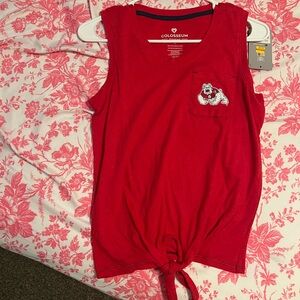 Colosseum Vibrant Red Tie-Front Top with Bulldog Detail